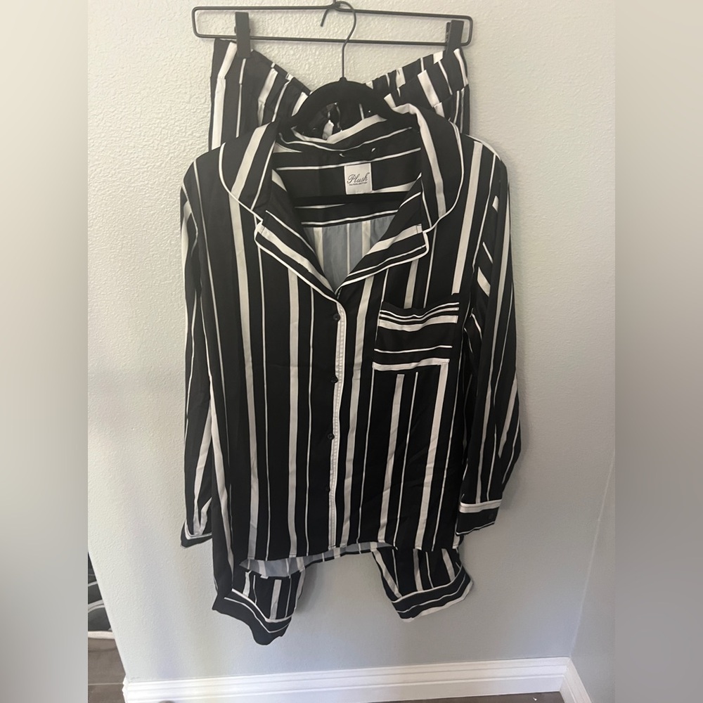 Black and White Striped Pajama Set